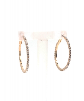 Rhinestone Hoop Earrings Small EH910145 Gold